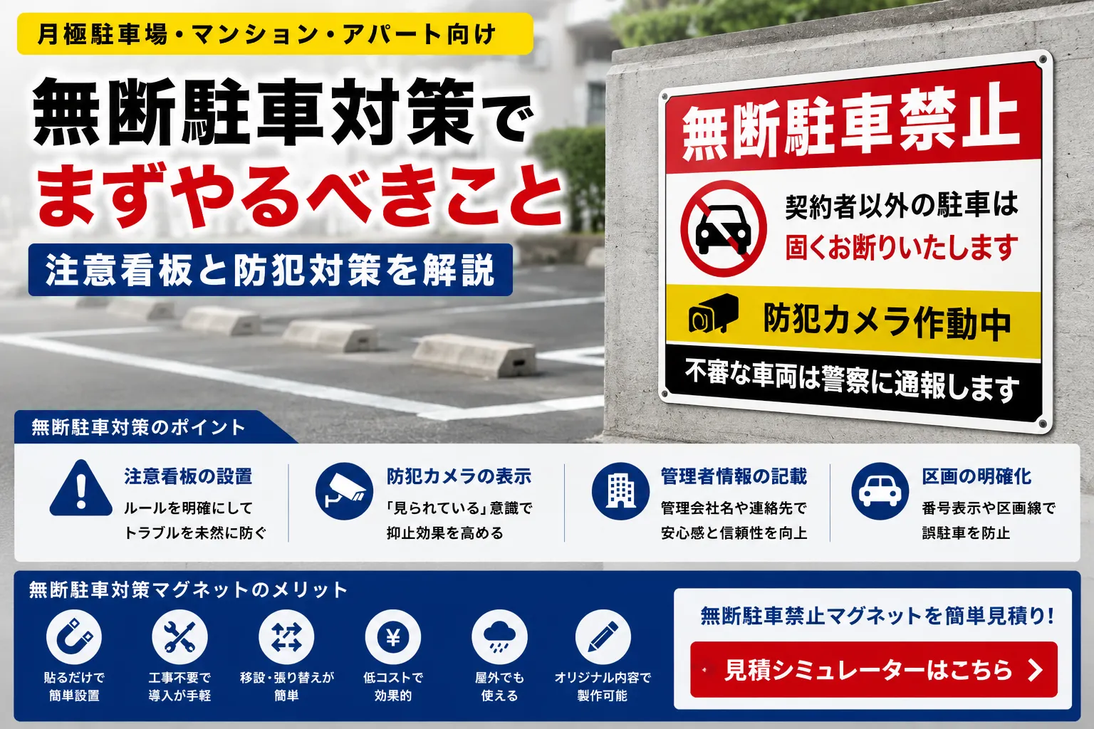 無断駐車対策でまずやるべきこと|注意看板と防犯対策を解説