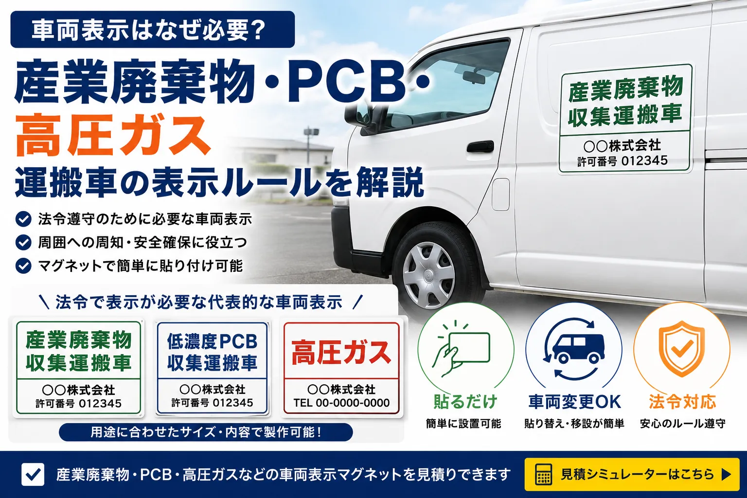 車両表示はなぜ必要?産業廃棄物・PCB・高圧ガス運搬車の表示ルールを解説